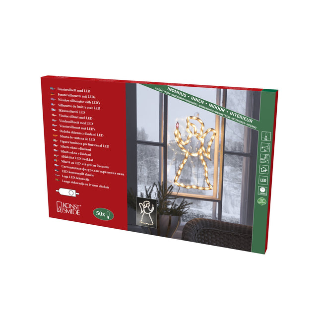 Konstsmide LED akna siluett, ingel, 50 sooja valget dioodi, 230V, siseruumidesse, valge kaabel - 2173-010