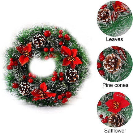 Christmas wreath, door wreath, Christmas, reusable, artificial wreath, front door decoration, fir wreath, balls, flowers for window, door, fireplace, wall decoration