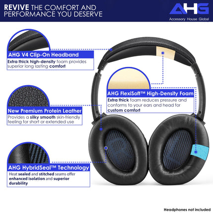 Kvaliteetsed SoundLink AE2 kõrvapadjad ja SoundLink AE2 peavõrupadjad, mis ühilduvad Bose SoundLink Around-Ear 2 / Bose Soundlink AE2 kõrvaklappidega (SLAE2 Combo must)