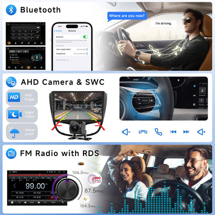 2G+64G autoraadio Android 13 Toyota Aygo/Peugeot 107/Citroen C1 2004-2014, 10,1-tolline HD puutetundliku ekraaniga autoraadio juhtmevaba Carplayga, Android Auto, GPS, Wi-Fi, USB, Bluetooth, FM, RDS, tahavaatekaamera