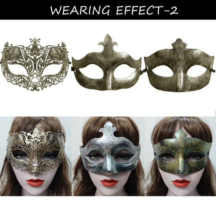 CNYMANY 27 tk vintage antiikmaske retro maskeraadist meestele ja naistele unisex mask ballipeole Veneetsia kostüüm - kuld, hõbe, pronks