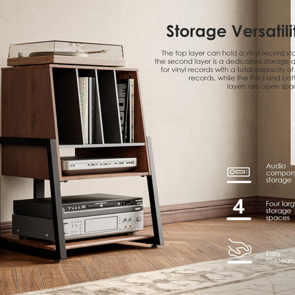 FITUEYES DESIGN Plaadimängijalaud Hifi riiul plaadimängijale vinüülplaatide kompaktne süsteem plaadimängija riiul moodne elegantne Eiffeli seeria