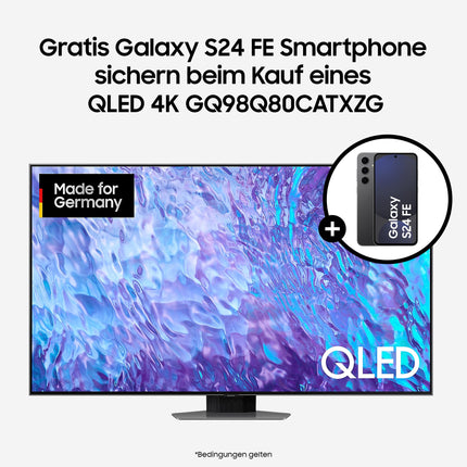Samsung QLED 4K Q80C 98-tolline teler, Direct Full Array, tehisintellektiga Neural Quantum Processor 4K, Real Depth Enhancer, nutiteler, tehisintellektiga teler, GQ98Q80CATXZG, Saksa mudel [2023]