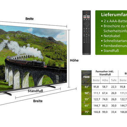 Philipsi nutiteler | 75PUS7608/12 | 189 cm (75 tolli) 4K UHD LED-teler | 60 Hz | HDR | Dolby Vision