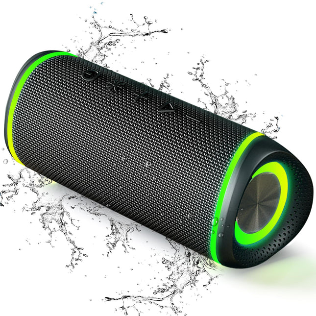 MYSTILUCK Bluetooth-kõlar LED-tuledega, 24-tunnine aku, IPX6 veekindlus, kahekordsed basskõlarid, käed-vabad funktsioon – kaasaskantav, kompaktne, ideaalne õues, pidudel, sportimiseks ja reisimiseks