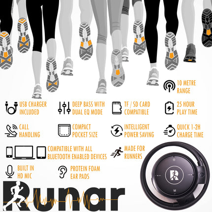 Runar - Jooksjate disainitud spordikõrvaklapid - Juhtmevabad Bluetooth V5.0, Kõrvakonksuga kõrvaklapid, Ideaalsed Sportimiseks, Sörkjooksuks, Jõusaali Treeninguks, Maratoniks, Sportkõrvaklapid Jooksmiseks