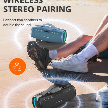 Tronsmart Mirtune S100 Bluetooth Speaker, IPX7 Waterproof, 5.3 Bluetooth, 20 Hours Long Battery Life Outdoor Party Speaker, Suitable for Beach, Outdoor, and Other Scenes (Black)