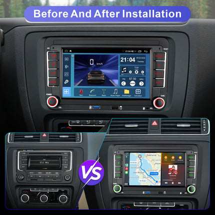 Autoraadio navigatsiooniekraaniga VW T5 Golf 5 6 Polo Sharan Seat Passat Tiguanile, 7-tolline Golfi raadio juhtmevaba Carplay ja Android Auto funktsiooniga, VW Caddy raadio Bluetooth RDS EQ GPS SWC FM WiFi USB, 2+32G