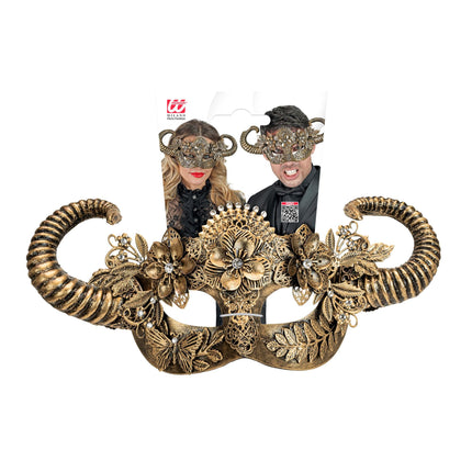 W WIDMANN MILANO Party Fashion - Eye mask ram with horns, animal mask, ram, carnival accessory