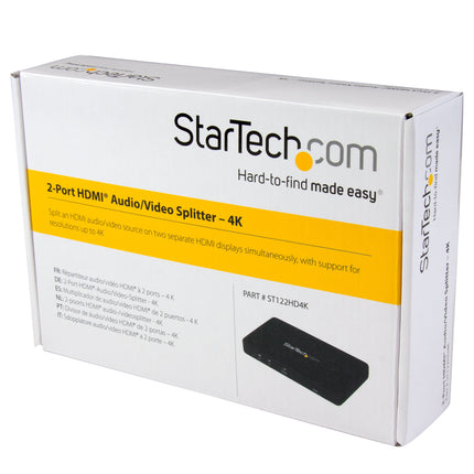 StarTech.com 2-pordiline HDMI 4k videojaotur - 1x2 HDMI jaotur alumiiniumkorpusega - 4k @ 30 Hz - 2-suunaline Ultra HD 1080p HDMI lüliti