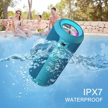 Ortizan Bluetooth Speaker, Bluetooth Box with LED Light, Portable Mini Music Box with Hands-Free Function, IPX7 Water Protection and 360° Surround Sound, Wireless Outdoor Speaker with AUX, TF