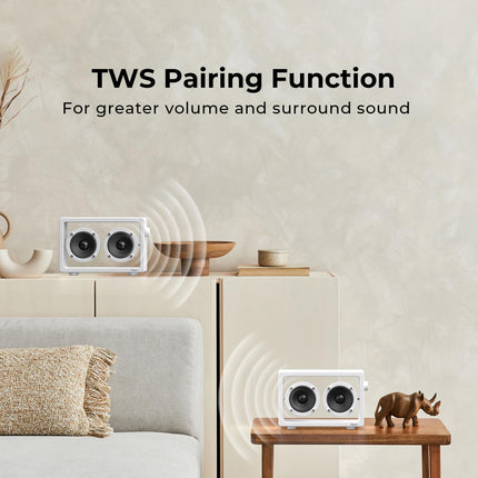 JAYINE Portable Bluetooth Speaker, 16W Minimalist Speakers, Bluetooth Wireless Loud Speakers, HD Powerful Sound and Wide Compatibility, V5.3 for Indoor and Outdoor, White