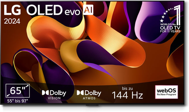 LG OLED65G48LW TV 65" (165 cm) OLED evo TV (α11 4K AI processor, webOS 24, Dolby Vision, up to 120Hz) [Model year 2024]