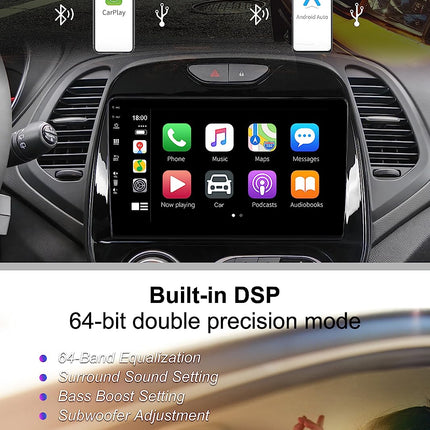 SXAUTO - 6G+128G - Android 14 IPS autoraadio Renault Kaptur Capturile (2014-2019) - sisseehitatud Carplay/Android Auto/DSP - LED-kaamera + mikrofon - DAB roolil juhtimine Fast-Boot 360-CAM - 2 DIN 9-tolline