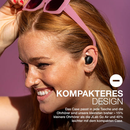 JLab Go Air Pop-kõrvaklapid, juhtmevabad Bluetooth-kõrvaklapid, tõeliselt juhtmevabad kõrvaklapid, üle 32 tunni mänguaega, juhtmevabad kõrvaklapid mikrofoniga, USB laadimisümbris, kahekordne ühendus, EQ3 heli, must