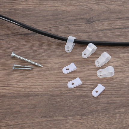 sourcing map R-Type Cable Clips, 6.4 mm, 0.25 inch, Cable Clip, Cable Organizer, Cable Clips, Black, for Wire Management, 200 Pieces