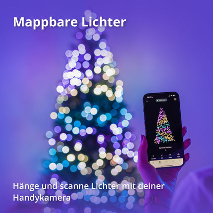 Vilkuv valguspuu, 1,80 m, Kunstlik jõulupuu kaardistatavate LED-idega, Nulg 435 RGB LED-iga, Ühildub Alexa ja Google Home'iga, Jõulukaunistus rakenduse juhtimisega, Roheline