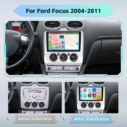 [8 Cores 4G+64G] Hikity Car Radio Android 13 for Ford Focus Mk2 Mk3 Exi MT 2 3 2004-2011 9 Inch Touch Display Car Radio with 1280*720 Pixel 32EQ FM RDS Wireless Carplay Android Auto Navi Rear View Camera