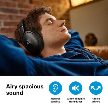 Sennheiser HD 620S suletud kõrvaklapid – audiofiilidele mõeldud stereoheli kõlarilaadse ruumilise tunnetuse ja optimeeritud surround-heliga kaasahaarava heli loomiseks – kaabliga, must
