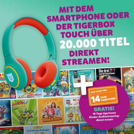 tigermedia tigerbuddies Bluetooth laste kõrvaklapid | Reguleeritav sobivus ja pehmed padjad | Laste kõrvaklapid helitugevuse piirajaga | Pistik ja Bluetooth | 8 tundi juhtmevaba (roheline/oranž)