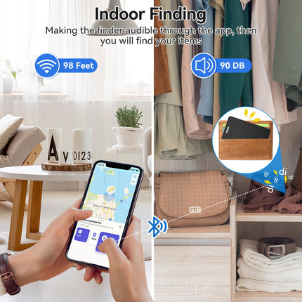 Olycism Wallet Tracker Bluetooth (IOS Only) Key Finder for Wallet Card Backpack Supports Wireless Charging Suitcase Tracker with 98 Feet Search Range IPX8 Waterproof