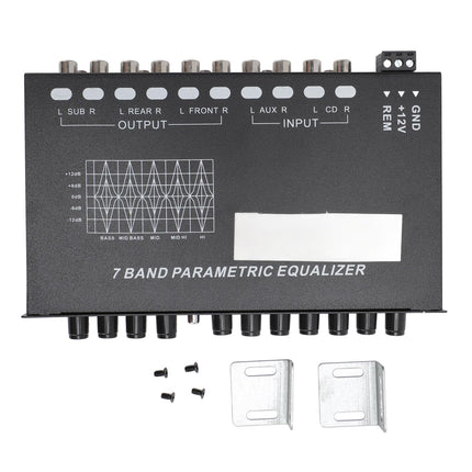 7-Band Car Audio Graphic Equalizer, Car Equalizer, Variable Gain Adjustment, CD AUX Input, Input EQ Selection for Stereo System Equalizer, Car Audio
