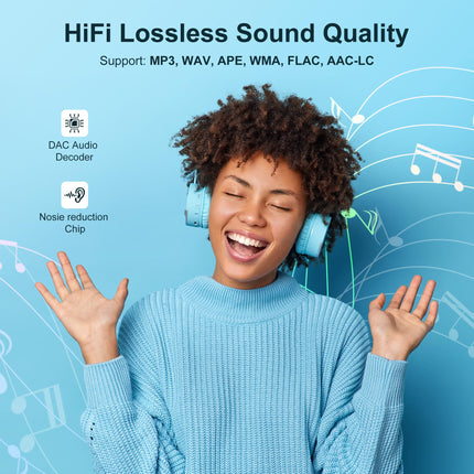 SWOFY 64GB MP3-mängija Bluetooth 5.3, 2.4-tolline puutetundlik mini MP3 MP4-mängija kaasaskantav, HiFi muusikapleier lastele kõlariga FM-raadio, toetab kuni 128 GB (sinine)