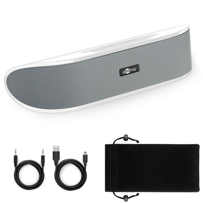 Goobay 95122 stereokõlar 6W teleri, arvuti, mobiiltelefoni, Maci ja sülearvuti jaoks, USB-heliriba 2x 3W, helisüsteem digitaalse võimendi ja subwoofermembraaniga, valge
