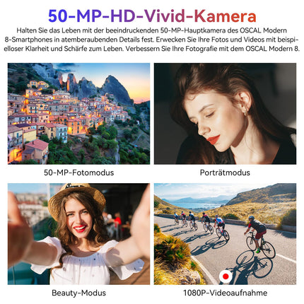 OSCAL Modern 8 nutitelefon ilma lepinguta 16GB+128GB/1TB, 90Hz 6.75" HD+ IPS Android telefon 2Ghz, 50MP+8MP nutitelefon, 6000mAh/18W kiirlaadimine/OTG, näotuvastus/sõrmejäljetuvastus, 5G WiFi/BT5.0 - must