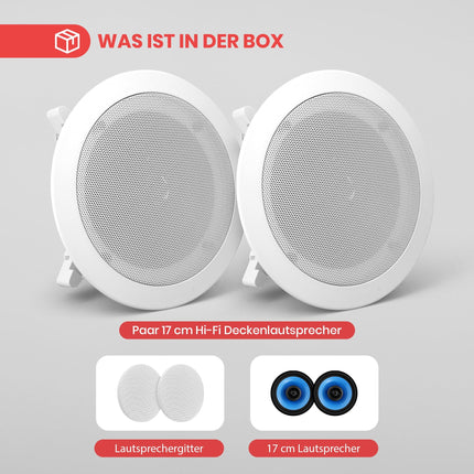 Pyle Wall / Ceiling Speakers – Dual In-Ceiling Speakers for Ceiling, Shelf &amp; Wall – Bluetooth Speakers 250 Watt – Robust 2-Way Stereo in White, Ceiling Speaker Flat &amp; Round for a Home Theater Sound System