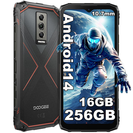 DOOGEE Blade 10 Pro [2025] Outdoor Handy 256GB(2TB)+16GB Outdoor Smartphone Ohne Vertrag Android 14, 6.56″ HD IPS 50MP Kamera Baustellenhandy, 3 Card Slot /5150mAh /IP68/69K /NFC/GPS/Face ID/OTG