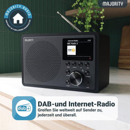 Internet radio Wi-Fi | DAB+ radio with Bluetooth | DAB Plus radio kitchen radio | Internet Wi-Fi with DSP speaker | Digital radio | Frontier Oktiv app remote control | MAJORITY Touro
