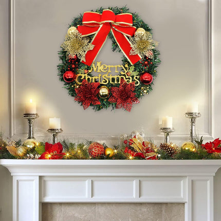 Christmas wreath, 30 cm, Christmas decoration, wreath for door, Christmas garland with bells, bow, Christmas decoration, holiday, party, wedding, home, garden, decoration, winter, Christmas,