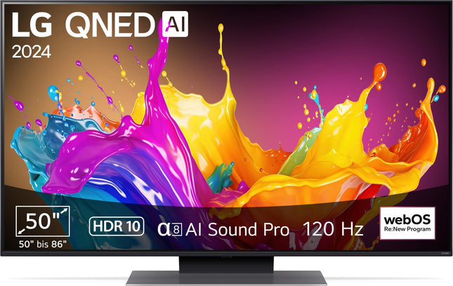 LG 50QNED86T6A televiisor 50" (127 cm) QNED-teler (α8 4K tehisintellektiga protsessor, webOS 24, HDR10, kuni 120 Hz) [Mudeliaasta 2024]