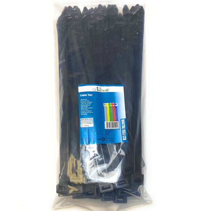 Heavy-duty cable ties, ultra-strong, large, made of nylon, industrial quality, with a tensile strength of 110 kg, 12 x 290 mm, black, 50 pieces