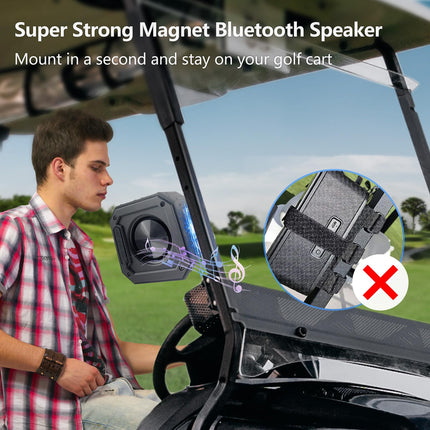 PILSAMAS Magnetic Bluetooth Speaker - 15W Music Box with Bass, Stereo Pairing, IPX7 Waterproof for Outdoor, Portable for Golf Cart