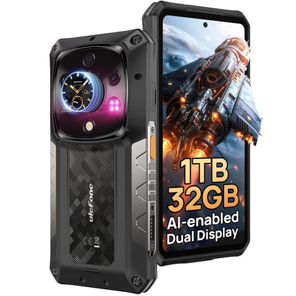 Ulefone Armor 28 Ultra AI Outdoor Mobile Phone 5G 32GB+1TB, Dimensity 9300+ 6.67" AMOLED+1.04" Sub-Screen 10600mAh 120W 50MP IMX989 Triple Camera+64MP Night Vision IP68 Gaming Smartphone Dual SIM