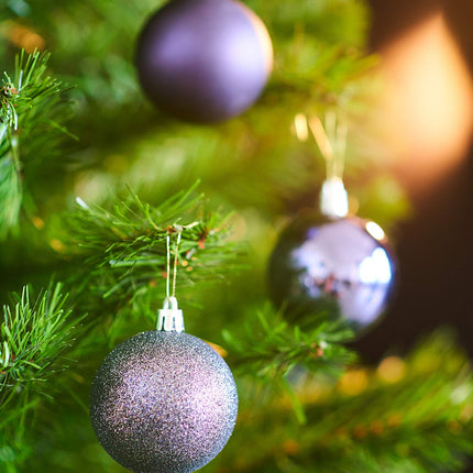 Heitmann Deco Christmas tree - set of 18 - balls - Christmas tree - Christmas balls - purple - gloss - glitter - diameter: approx. 6 cm