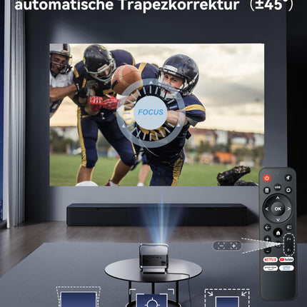 [Netflixi ametlik ja 1080P FHD] Polochshi projektor, 4K toega, 600 ANSI luumeniga, nutikas projektor automaatse trapetsikorrektsiooniga, elektriline fookus, WiFi 6, Bluetooth-projektor, kodukino, õues kasutatav miniprojektor