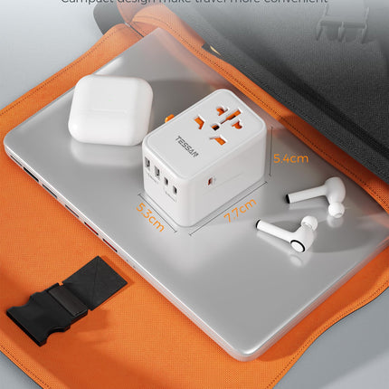 TESSANi ülemaailmne reisiadapter, 65 W GaN reisiadapteri kiirlaadija, reisipistik 2 USB ja 3 USB C-ga, universaalne Jaapani, Saksamaa, USA, Inglismaa ja Hiina jaoks