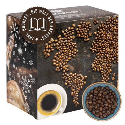 Corasol Premium Coffee World Tour Advent Calendar with 24 gourmet roasted coffees from 24 countries, including booklet, whole bean (240 g)