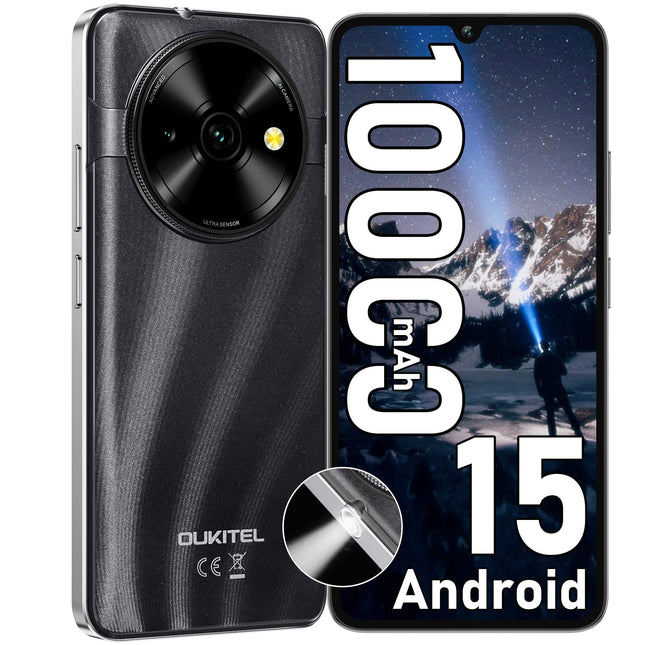 OUKITEL C59 Android 15 nutitelefon ilma lepinguta, 10000mAh mobiiltelefon odav, 16GB + 128GB mobiiltelefon ilma lepinguta, 6,88" HD+ SIM-kaardita mobiiltelefonid 120LM taskulamp, 13MP + 5MP, kahekordne 4G SIM/sõrmejälg/OTG/näotuvastusega