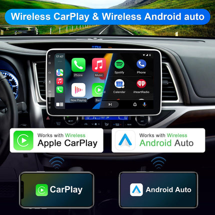 Android 13 Car Radio with Navigation 10 Inch Screen Built-in DAB+ Wireless Carplay &amp; Wireless Android Auto 1 Din Car Radio Touch Display with Bluetooth 8 Core 2G+32G WiFi 4G GPS AM/FM RDS Rear View Camera