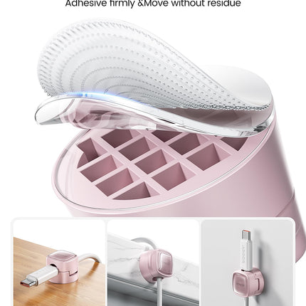 toocki Cable Holder Cable Clips Adjustable Cable Organizer Magnetic Cable Management Self-Adhesive Cable Holder (Pink, 12 Pack)