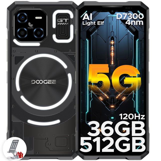 DOOGEE Blade GT Ultra 5G õuetelefon ilma lepinguta, 36 GB RAM + 512 GB ROM, 4nm MediaTek 7300, 100 MP tehisintellektiga kaamera, 6,72-tolline FHD + 120 Hz õuetelefon Android 14, LED-valgus/5500mAh/33W/NFC/Face ID