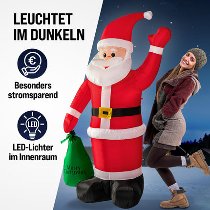 MONZANA® Täispuhutav Jõuluvana XL 180 cm LED-valgustusega kinnitusmaterjal IP44 Välistingimustes kasutatav jõulukaunistus Jõuluvana Nikolause jõulukuju Jõulud