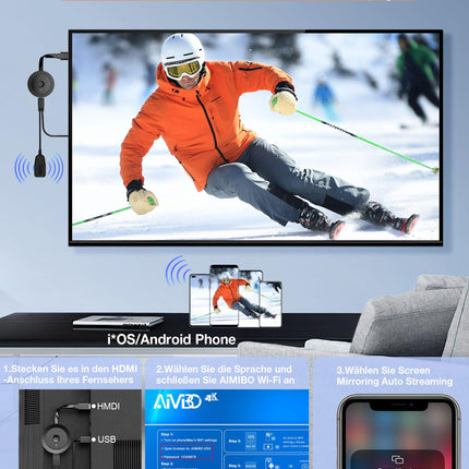 Wireless HDMI Adapter Dongle, Wireless Display Dongle for TV, Full HD Miracast HiFi HDMI Dongle, Streaming Videos Screen from Android/OS/Windows/Mac OS Laptop, Phone, Tablet, PC, HDTV Monitor/Projector