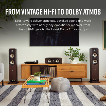 Polk Audio Signature Elite ES55 high-resolution HiFi floorstanding speaker for home theater, Hi-Res Certified, compatible with Dolby Atmos and DTS:X (piece)