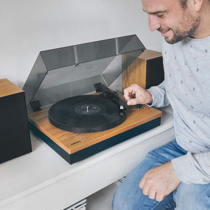 Lenco LS-300 - Hi-Fi plaadimängija Bluetoothiga - Väliste kõlaritega 2 x 10 W RMS - Rihmülekanne - Automaatne seiskamine - MDF-korpus - Puit