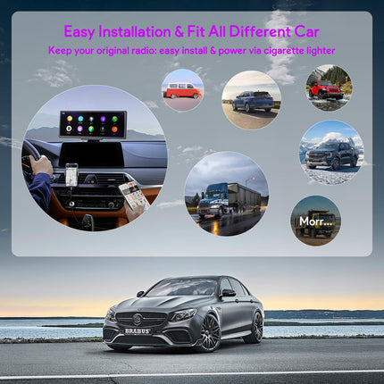 NUOTIAN 10.26'' juhtmevaba Carplay ekraan, Android Auto ekraan, Carplay autoraadio Bluetooth 5.3-ga, 1080P tahavaatekaamera, GPS-navigatsioon, peegliühendus, 64G TF, FM, AUX (varuklambriga)